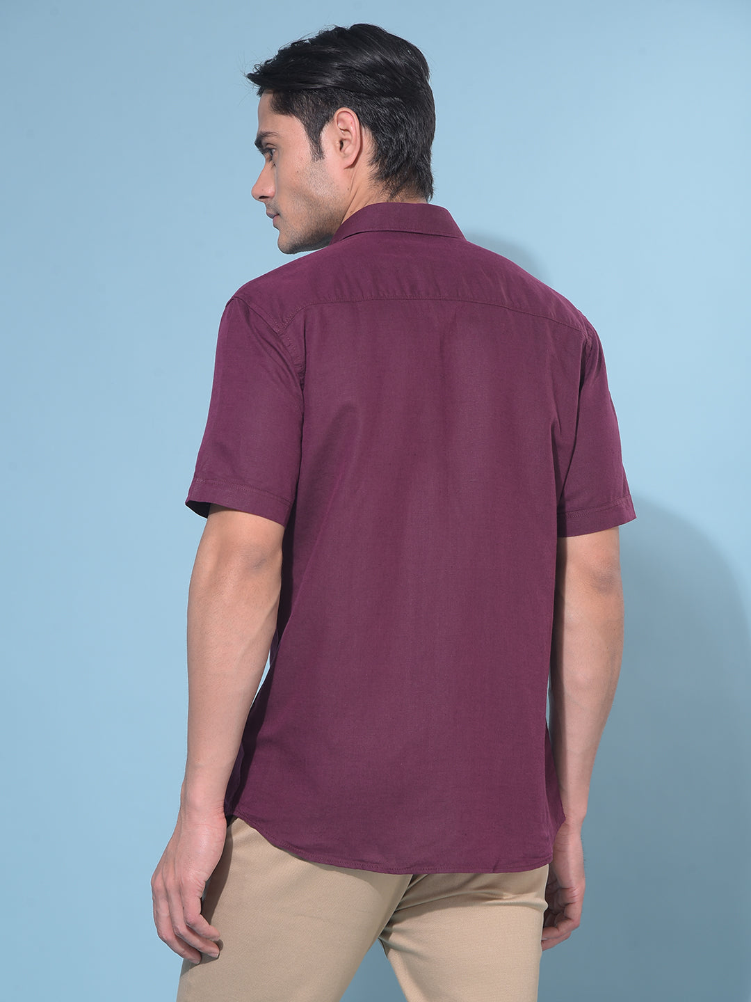 Wine Linen Shirt-Men Shirts-Crimsoune Club