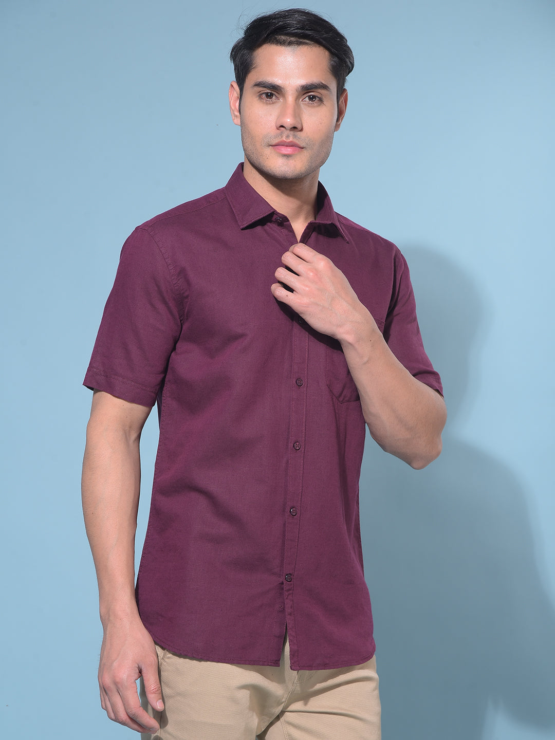 Wine Linen Shirt-Men Shirts-Crimsoune Club