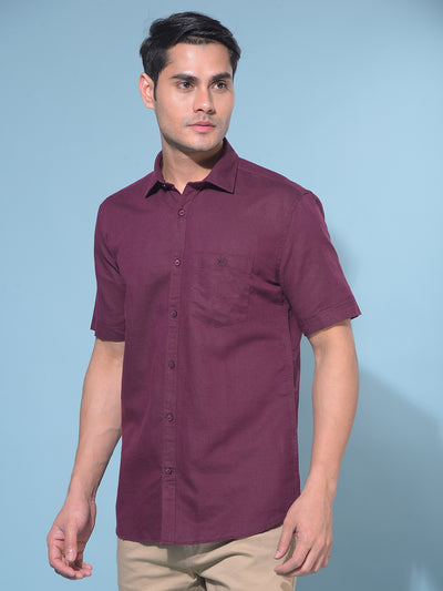 Wine Linen Shirt-Men Shirts-Crimsoune Club