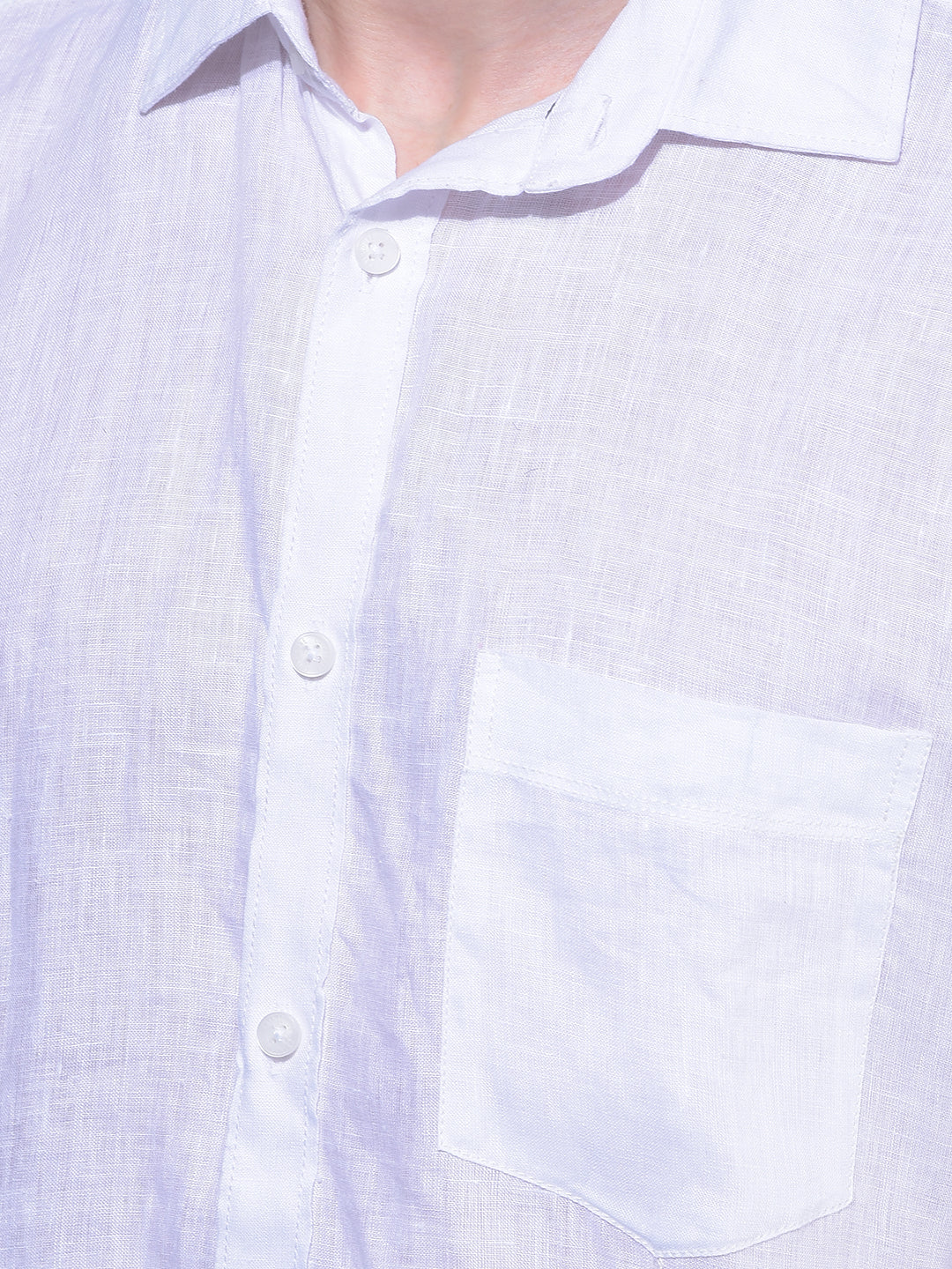 White Textured Linen Shirt-Men Shirts-Crimsoune Club