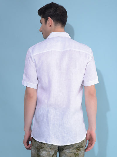 White Textured Linen Shirt-Men Shirts-Crimsoune Club