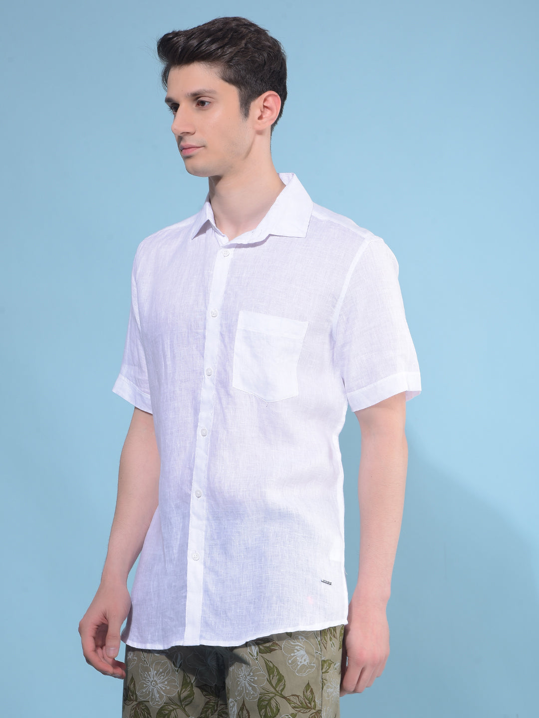 White Textured Linen Shirt-Men Shirts-Crimsoune Club