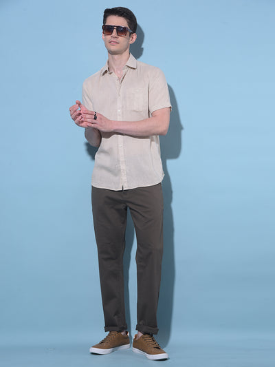 Beige Linen Shirt-Men Shirts-Crimsoune Club