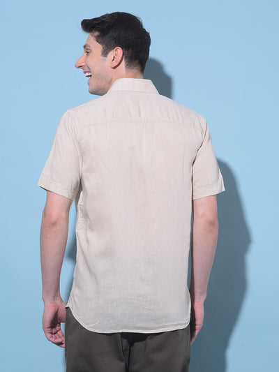 Beige Linen Shirt-Men Shirts-Crimsoune Club