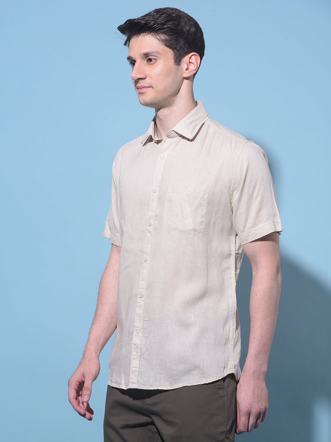 Beige Linen Shirt-Men Shirts-Crimsoune Club