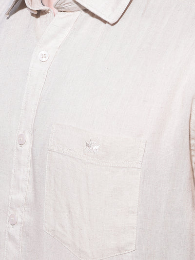 Beige Linen Shirt-Men Shirts-Crimsoune Club