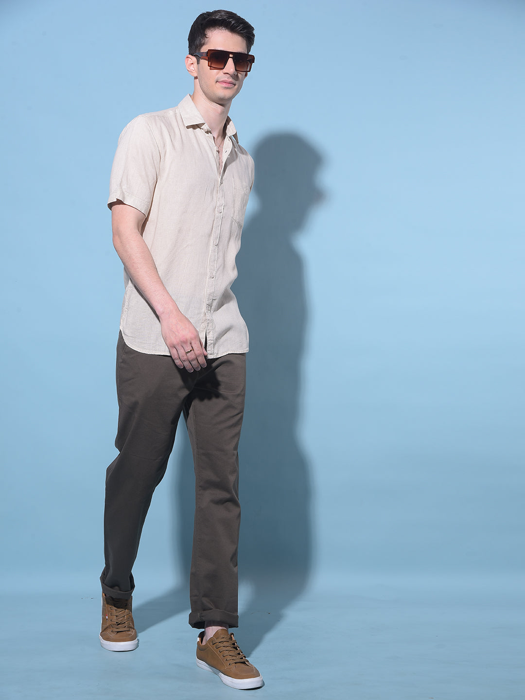 Beige Linen Shirt-Men Shirts-Crimsoune Club
