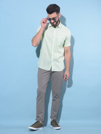 Green Linen Shirt-Men Shirts-Crimsoune Club