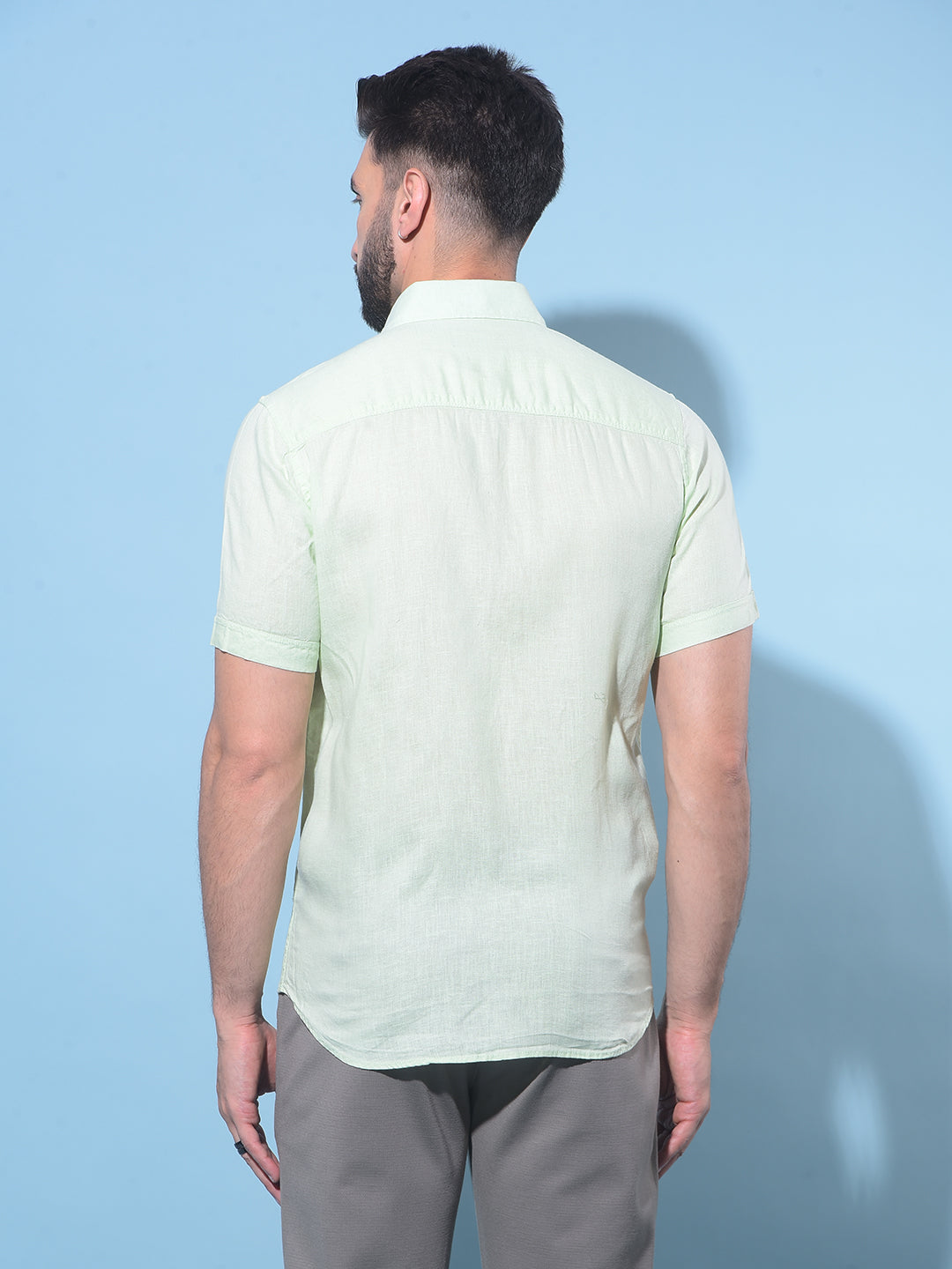 Green Linen Shirt-Men Shirts-Crimsoune Club