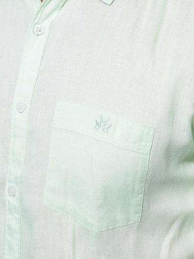 Green Linen Shirt-Men Shirts-Crimsoune Club