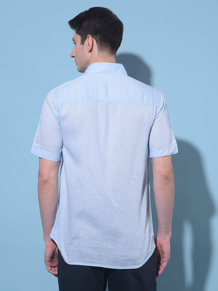 Blue Linen Shirt-Men Shirts-Crimsoune Club