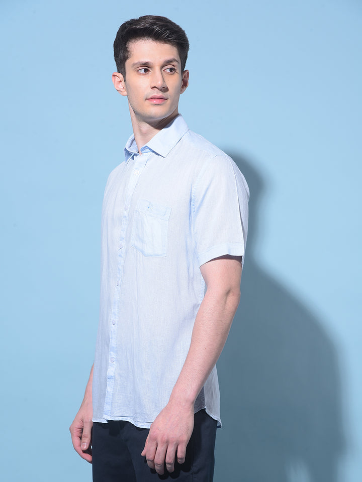 Blue Linen Shirt-Men Shirts-Crimsoune Club
