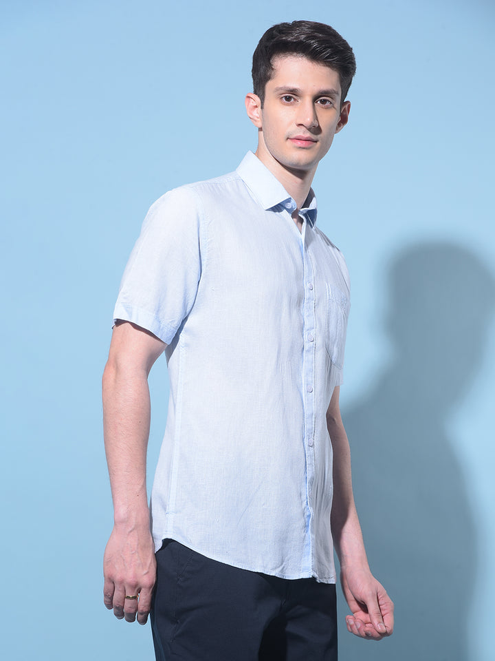 Blue Linen Shirt-Men Shirts-Crimsoune Club