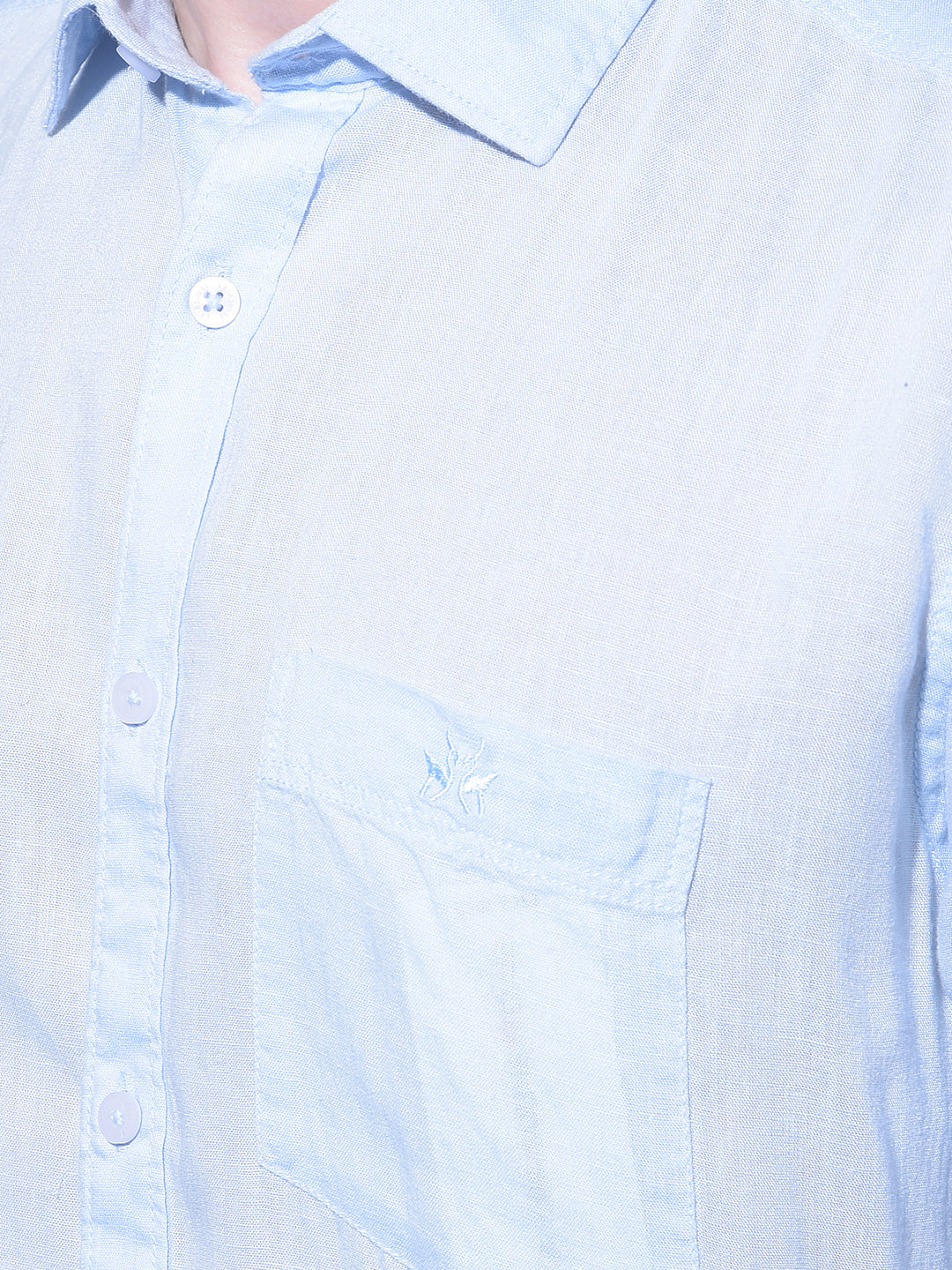 Blue Linen Shirt-Men Shirts-Crimsoune Club