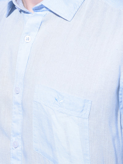 Blue Linen Shirt-Men Shirts-Crimsoune Club