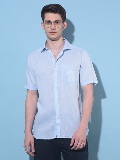 Blue Linen Shirt-Men Shirts-Crimsoune Club