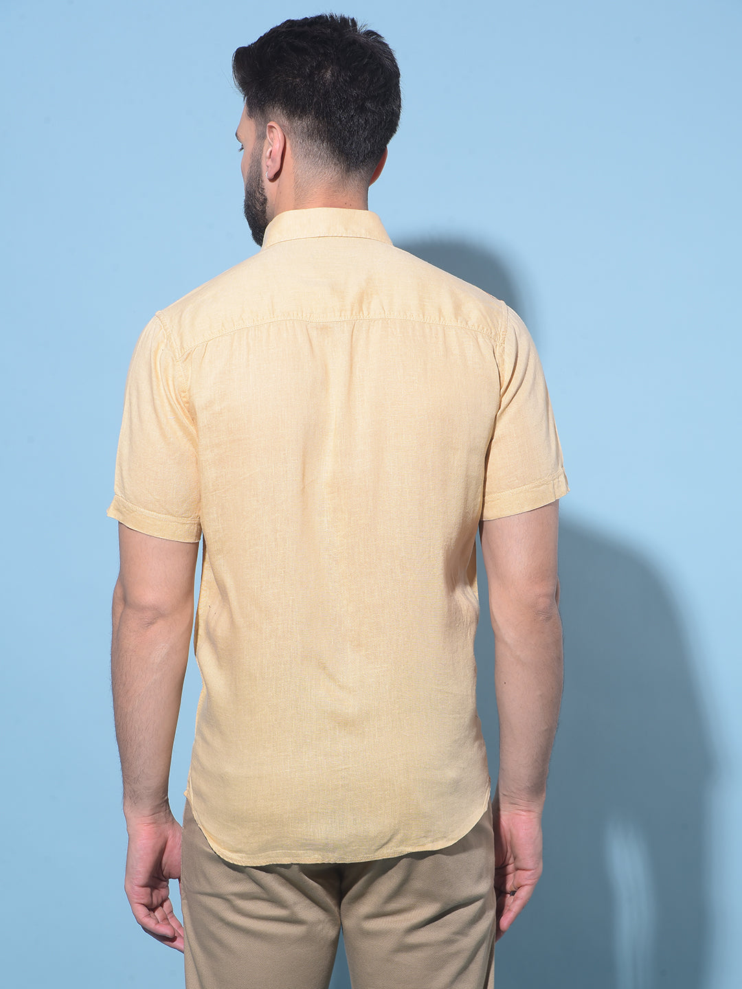 Yellow Linen Shirt-Men Shirts-Crimsoune Club