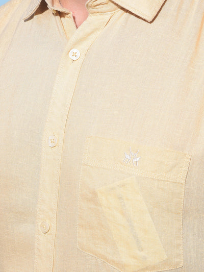 Yellow Linen Shirt-Men Shirts-Crimsoune Club