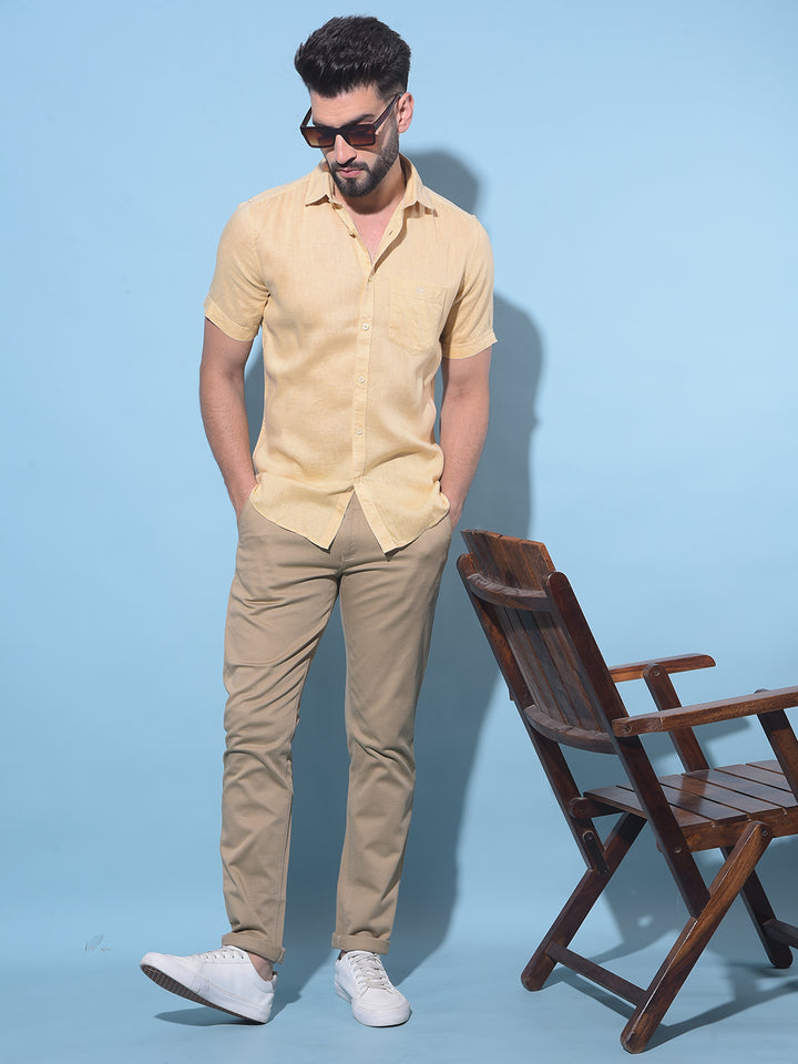 Yellow Linen Shirt-Men Shirts-Crimsoune Club