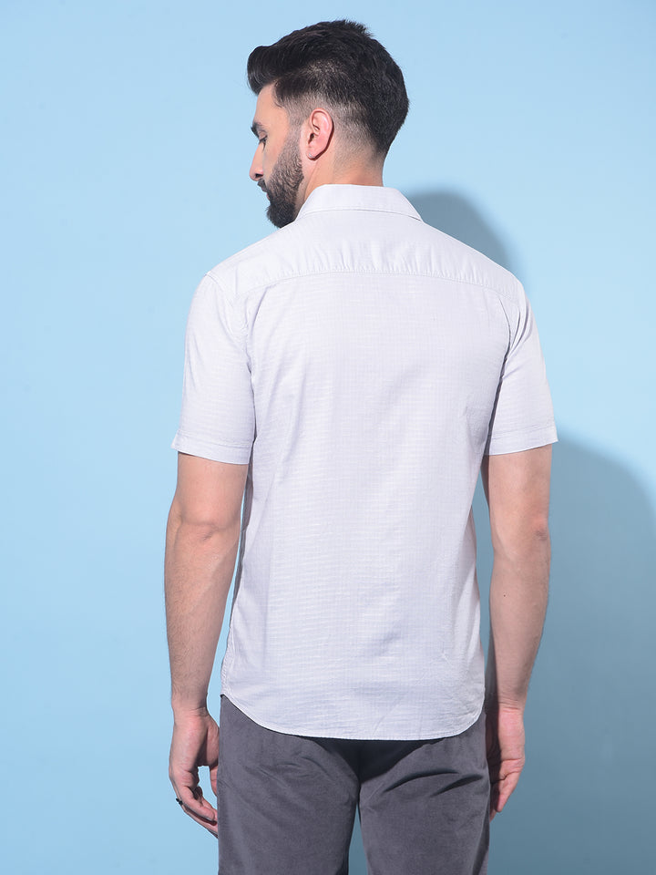 Grey Embroidered Cotton Shirt-Men Shirts-Crimsoune Club