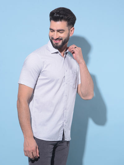 Grey Embroidered Cotton Shirt-Men Shirts-Crimsoune Club