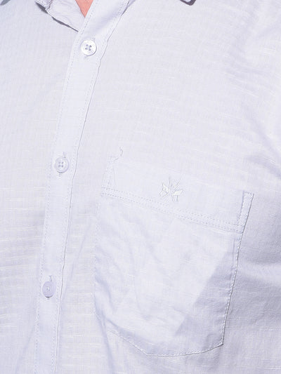 Grey Embroidered Cotton Shirt-Men Shirts-Crimsoune Club