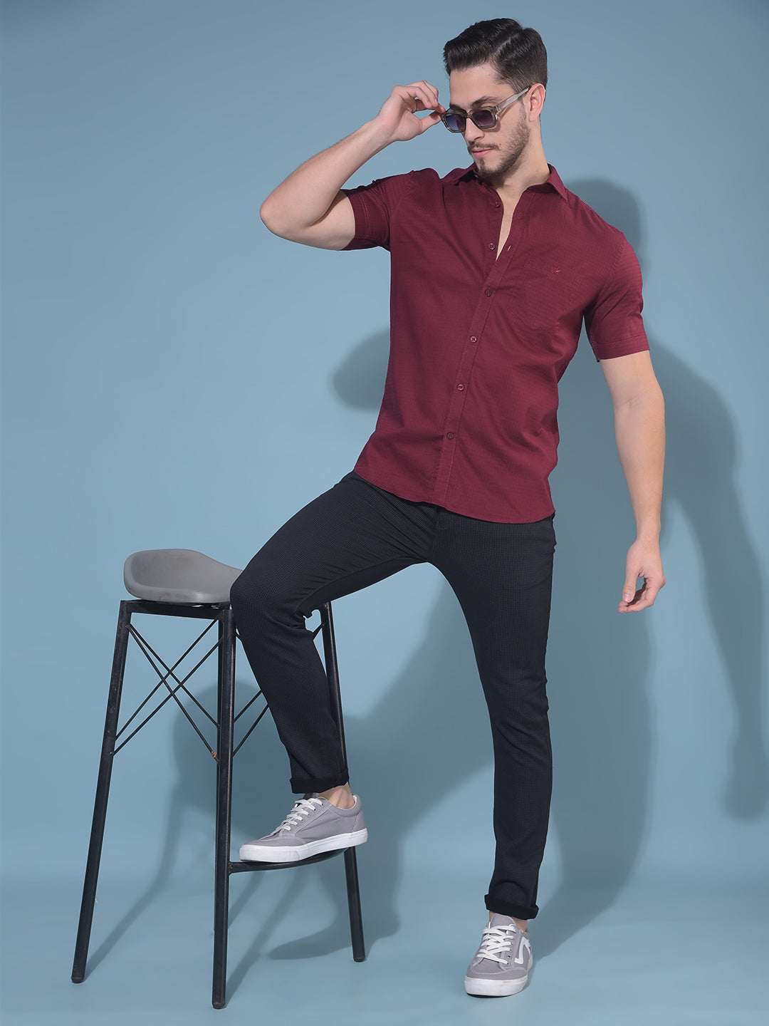 Maroon Printed Shirt-Men Shirts-Crimsoune Club