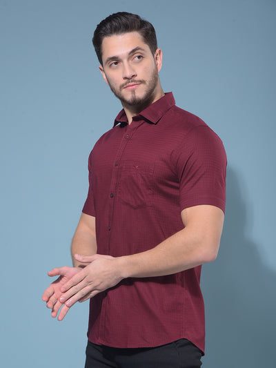 Maroon Printed Shirt-Men Shirts-Crimsoune Club