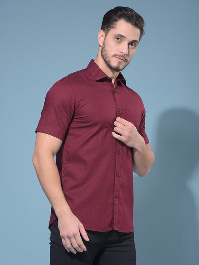 Maroon Printed Shirt-Men Shirts-Crimsoune Club