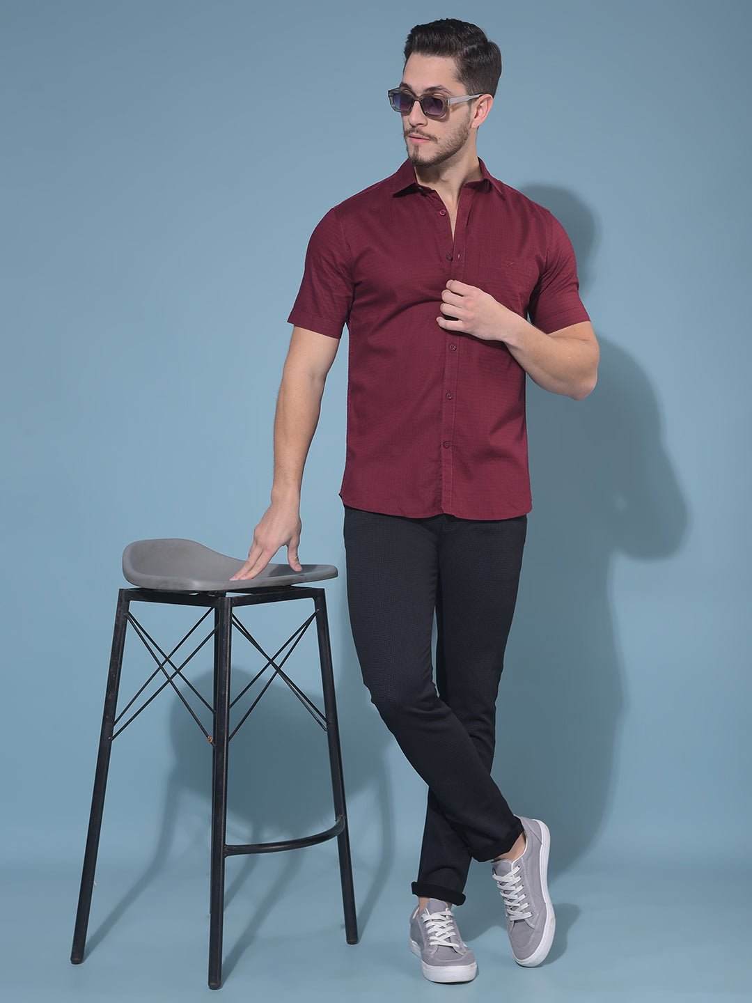 Maroon Printed Shirt-Men Shirts-Crimsoune Club