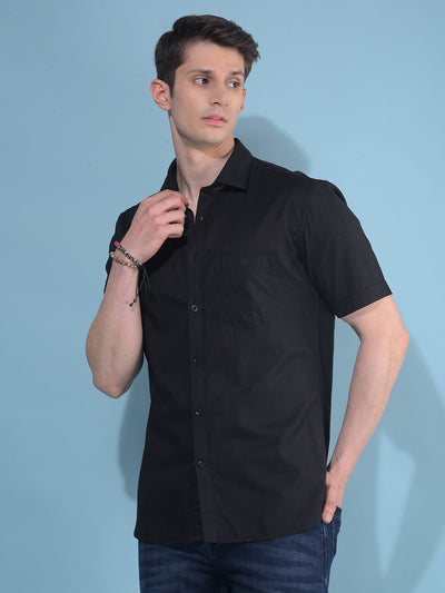Black Printed Cotton Shirt-Men Shirts-Crimsoune Club