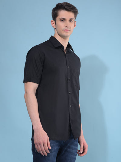 Black Printed Cotton Shirt-Men Shirts-Crimsoune Club