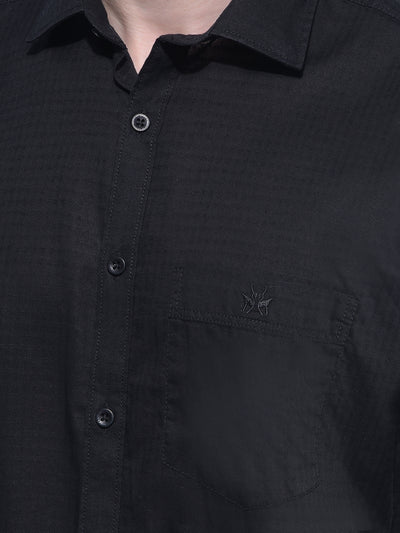 Black Printed Cotton Shirt-Men Shirts-Crimsoune Club