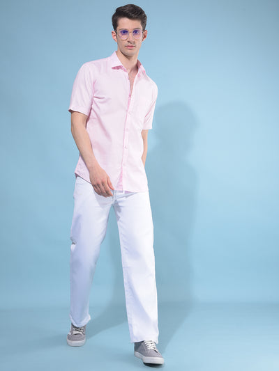 Pink Horizontal Striped 100% Cotton Shirt-Men Shirts-Crimsoune Club