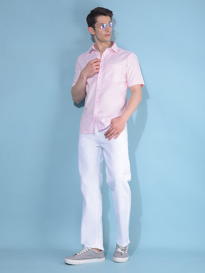 Pink Horizontal Striped 100% Cotton Shirt-Men Shirts-Crimsoune Club