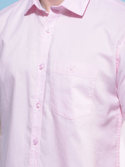 Pink Horizontal Striped 100% Cotton Shirt-Men Shirts-Crimsoune Club