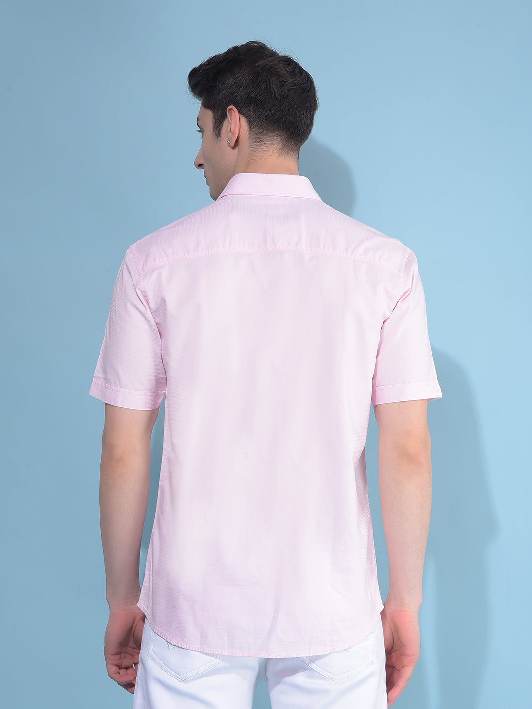 Pink Horizontal Striped 100% Cotton Shirt-Men Shirts-Crimsoune Club