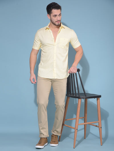 Yellow 100% Cotton Shirt-Men Shirts-Crimsoune Club