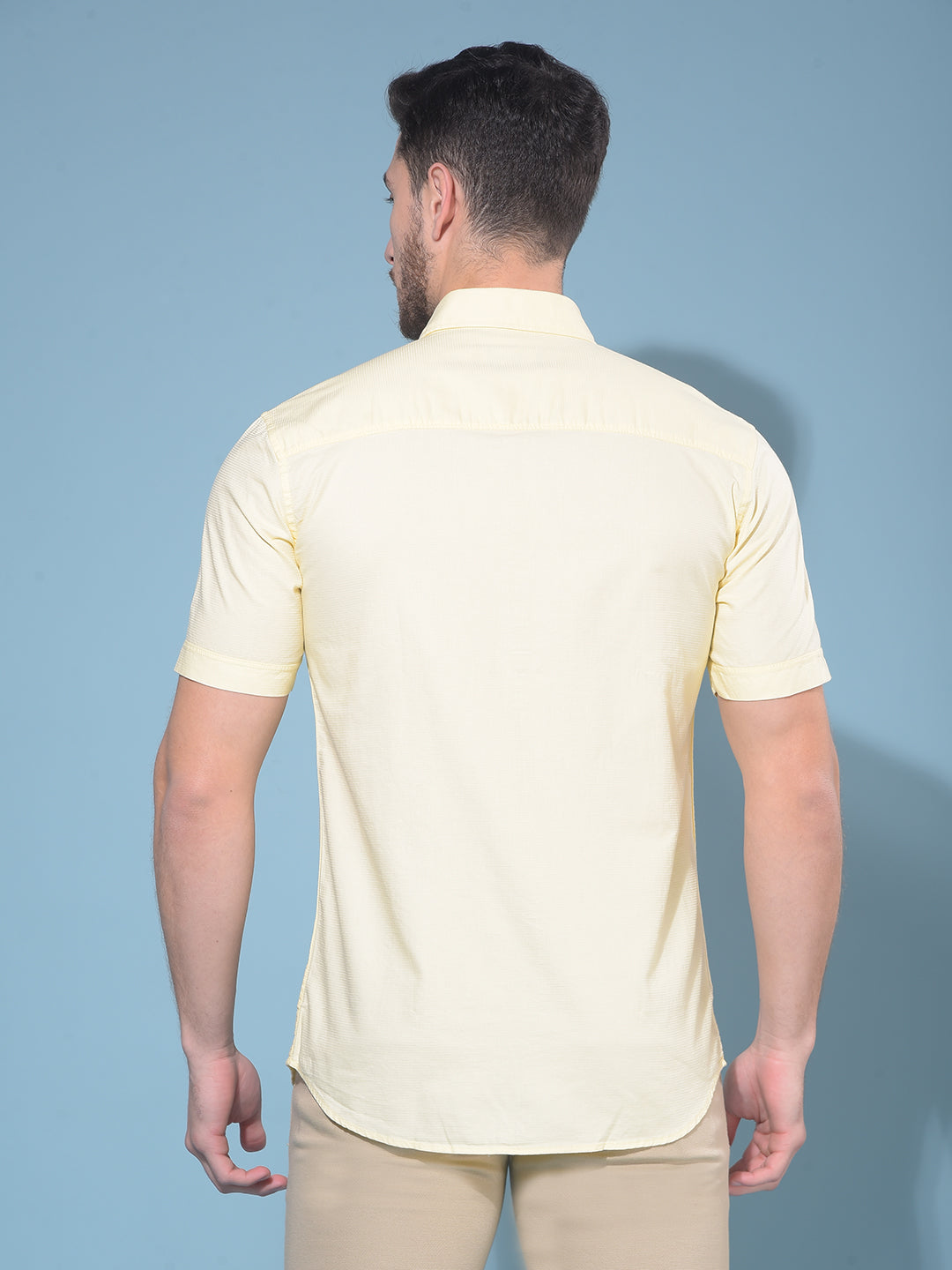 Yellow 100% Cotton Shirt-Men Shirts-Crimsoune Club