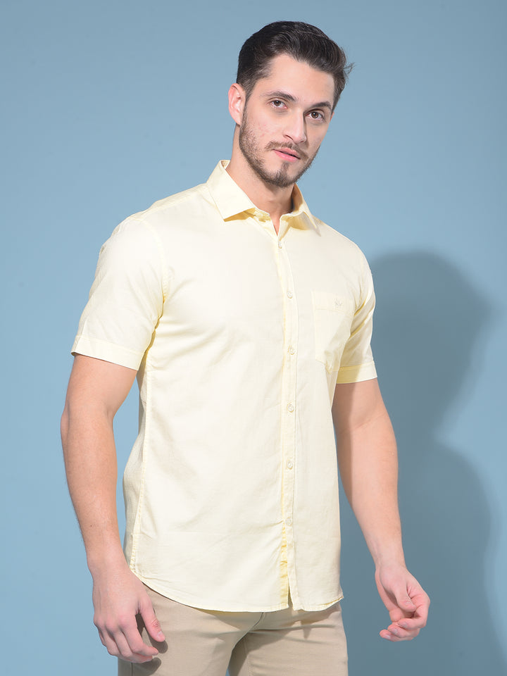 Yellow 100% Cotton Shirt-Men Shirts-Crimsoune Club