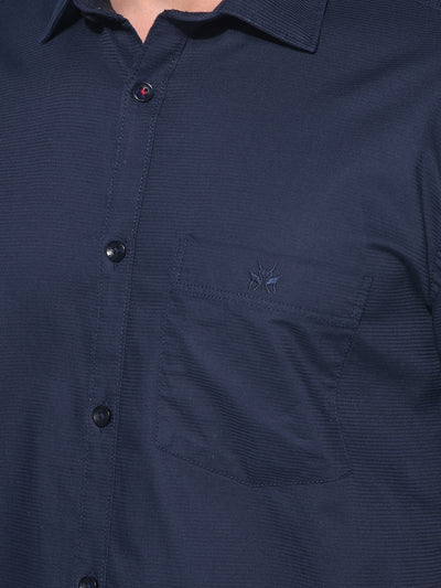 Navy Blue 100% Cotton Shirt-Men Shirts-Crimsoune Club