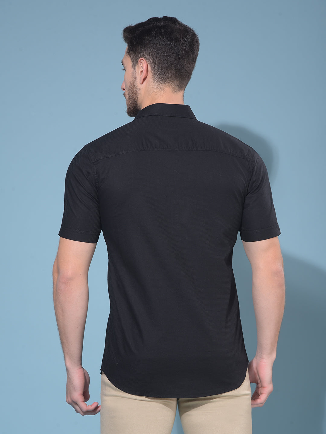 Black 100% Cotton Shirt-Men Shirts-Crimsoune Club