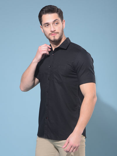 Black 100% Cotton Shirt-Men Shirts-Crimsoune Club
