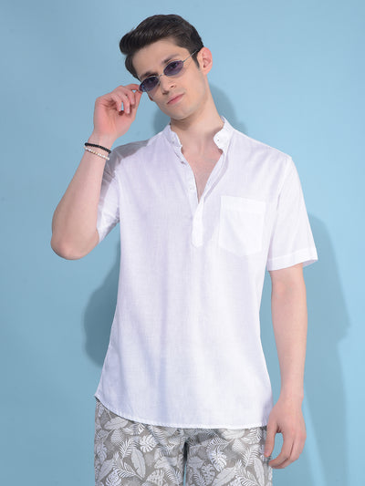 White Linen Kurta-Men Kurtas-Crimsoune Club