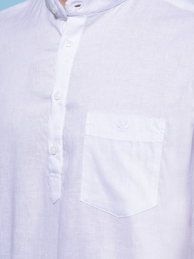 White Linen Kurta-Men Kurtas-Crimsoune Club