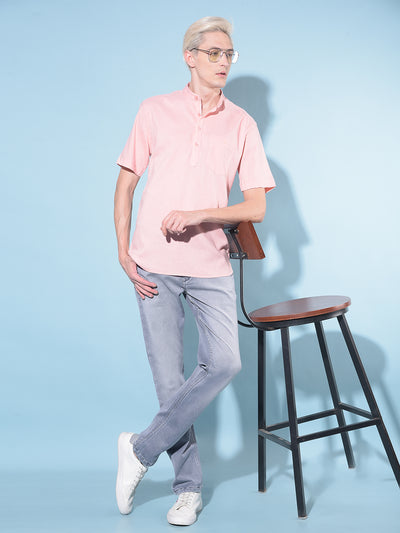 Pink Linen Kurta-Men Kurtas-Crimsoune Club