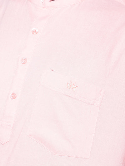 Pink Linen Kurta-Men Kurtas-Crimsoune Club