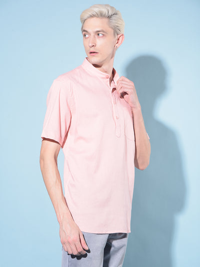 Pink Linen Kurta-Men Kurtas-Crimsoune Club