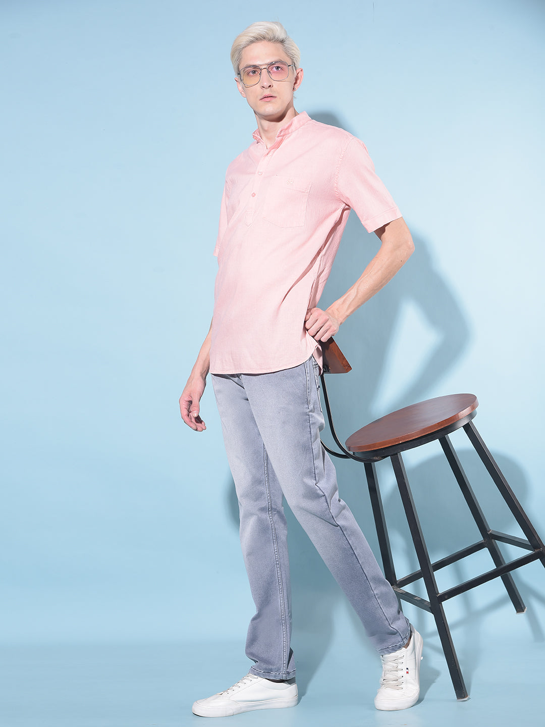 Pink Linen Kurta-Men Kurtas-Crimsoune Club