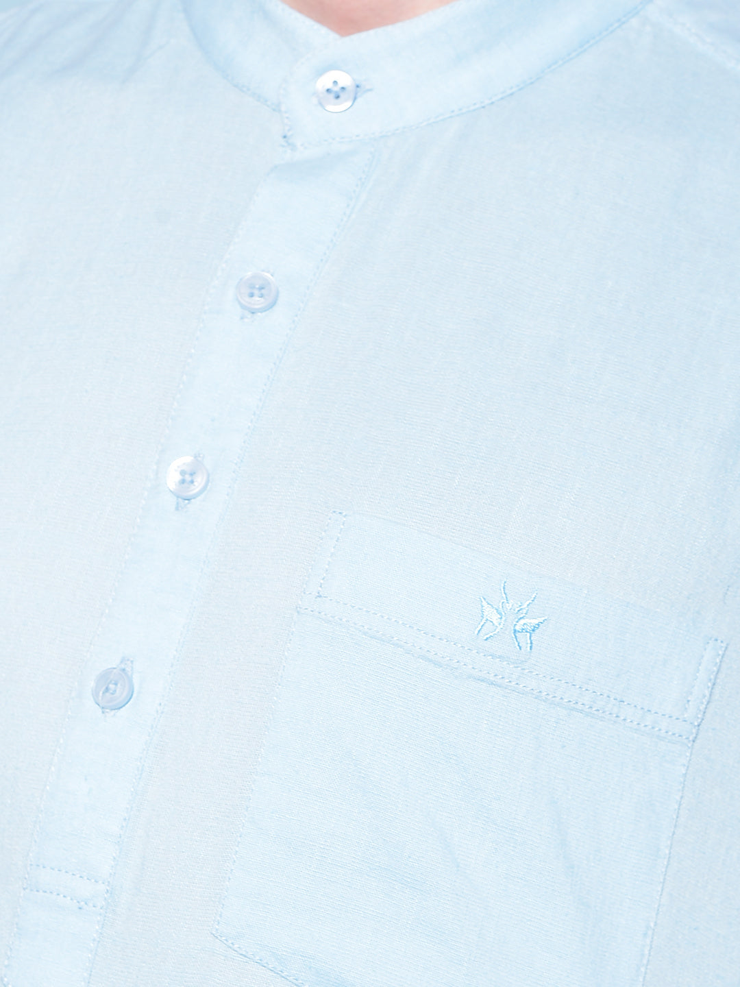 Blue Linen Kurta-Men Kurtas-Crimsoune Club